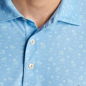 Peter Millar Shark Tooth Island Performance Mesh Polo in Cottage Blue